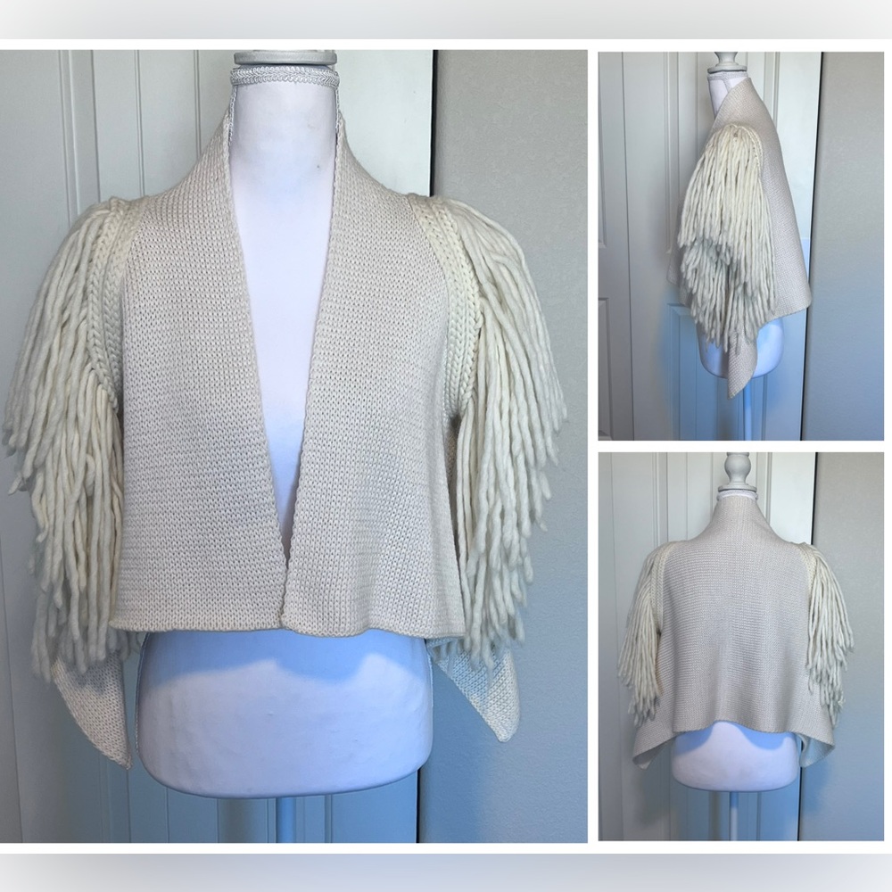 Sam & Lili Cream Fringe Sweater Crop
Vest from Paris Made in Italy Wool Blend